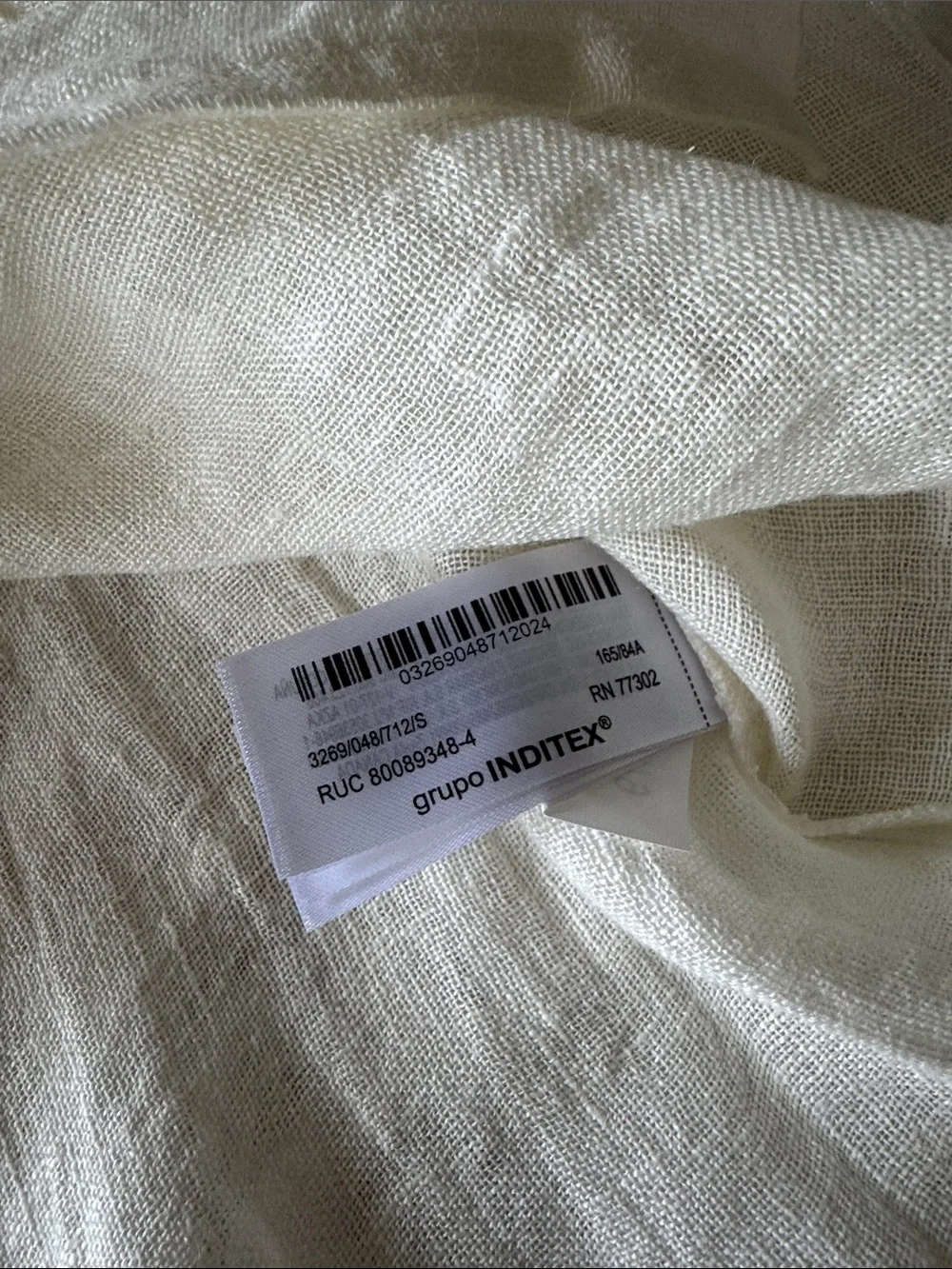 Zara Women’s Cream Ruffle & linen Tie-Front Top size S